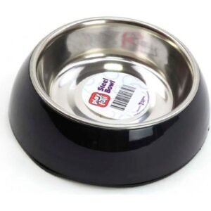 Playfull  Siyah plastik Çerçeve Içinde Çelik Mama ve Su Kabı Kauçuk Tabanlı X-Small PFMK-4133