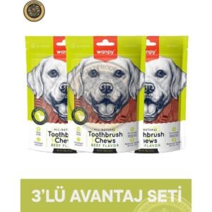 Wanpy Dental Toothbrush Ağız ve Diş Sağlığı İçin Köpek Ödül Maması Seti 3x100 gr