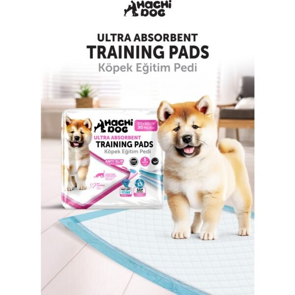 Hachi Dog Köpek Eğitim Pedi 60x90 cm Pembe Kaydırmaz Bantlı 5 Katmanlı 30 Adet