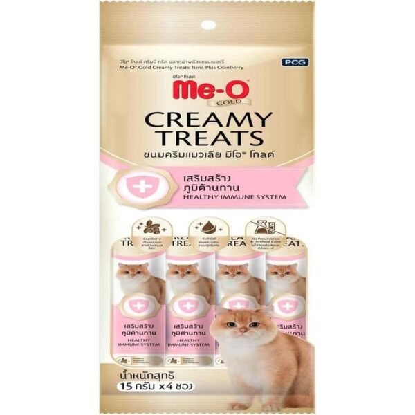 Me-O Gold Creamy Ton Balıklı ve Turna Yemişli Kedi Ödül Kreması 4 x 15 g