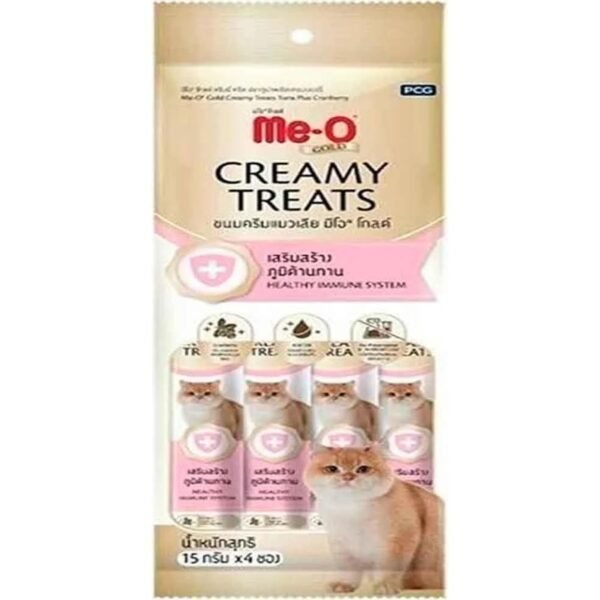 Me-O Gold Creamy Ton Balıklı ve Turna Yemişli Kedi Ödül Kreması 4 x 15 g