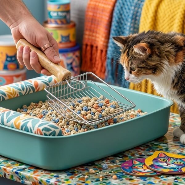 Lady Fify Kedi Tuvaleti İçin Paslanmaz Metal Izgara Tip Kum Temizleme Küreği