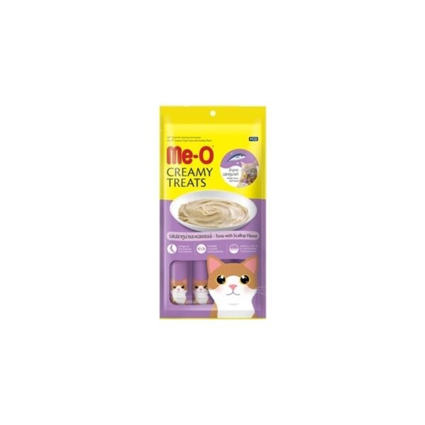 110001985627466-1.jpg Me-O Creamy Treats Ton Balıklı ve Deniz Taraklı Kedi Ödül Kreması 12 Paket – 720 g