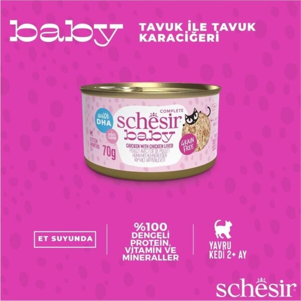 Schesir Tavuk ve Tavuk Ciğerli Tahılsız Yavru Kedi Konservesi 70 g
