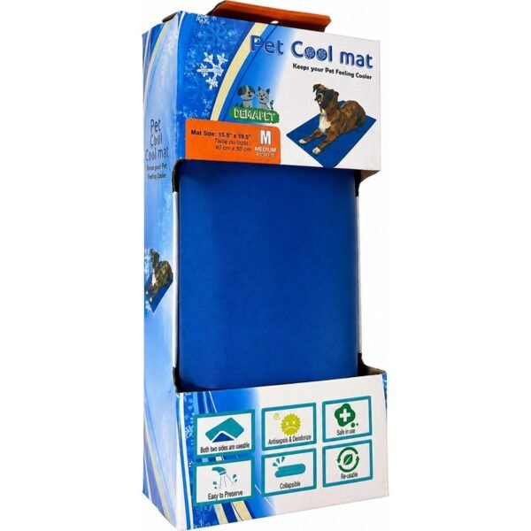 Pet Cool Mat Kedi Köpek Serinletici Yatak Medium 40x50 cm Jel Soğutucu Minder Mavi
