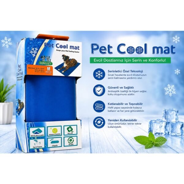 Pet Cool Mat Kedi Köpek Serinletici Yatak Medium 40x50 cm Jel Soğutucu Minder Mavi