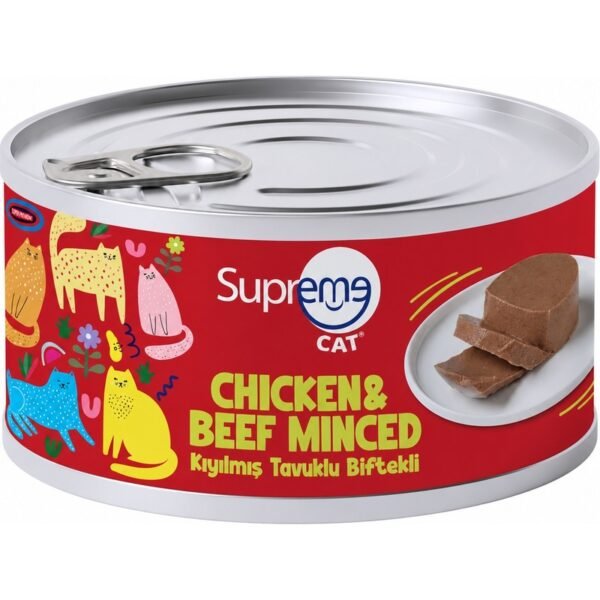Supreme Cat Konserve Yaş Kedi Maması Tavuklu Mousse ve Kıyılmış Etli Balıklı Lezzet Çeşitleri
