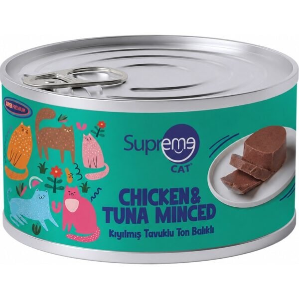 Supreme Cat Tavuk & Ton Balığı Kıyılmış Konserve Yaş Kedi Maması 85 Gr