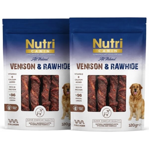 Nutri Canin Venison Rawhide Geyik Etli Köpek Ödülü 120 gr x 2 Adet Çiğneme Kemiği