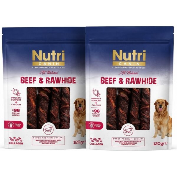 110001992996584-1.jpg Nutri Canin Beef Rawhide Sığır Eti Sarılı Kemik Köpek Ödülü 120 gr x 2 Adet Çiğneme Kemiği