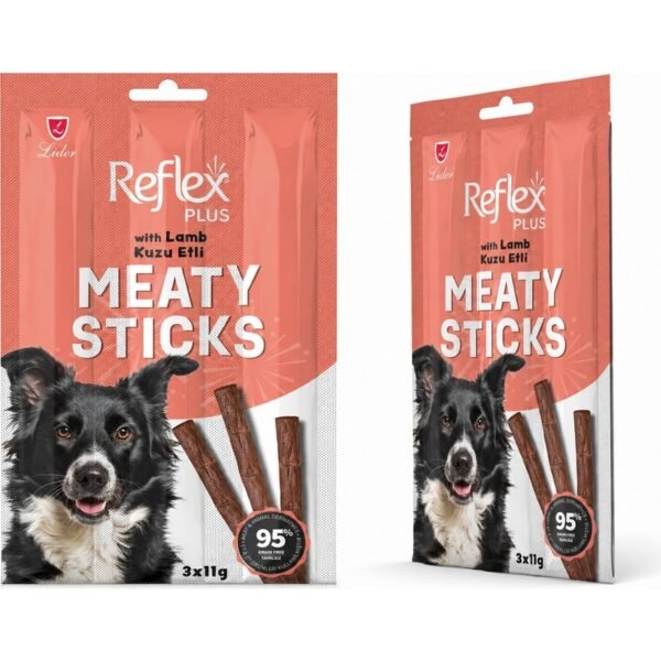 Berksales Reflex Plus Meaty Sticks Kuzulu Köpek Ödül Maması 3x11 g 2'li Avantaj Paketi