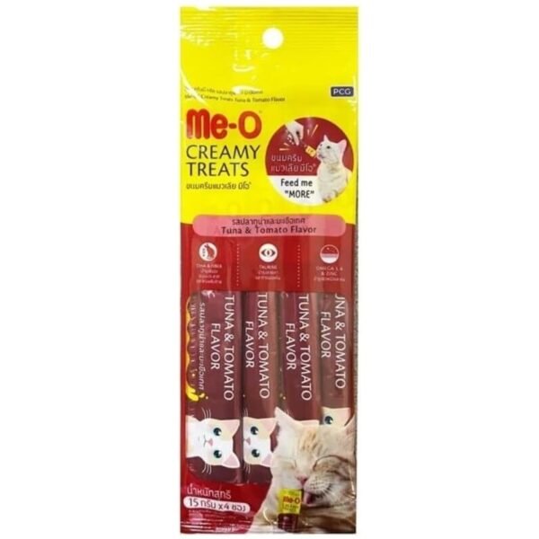 ‎Me-O Me-O Creamy Treats Ton Balığı ve Domatesli Kedi Ödül Maması 4X15 gr | 2'li ve 3'lü Avantaj Paketi