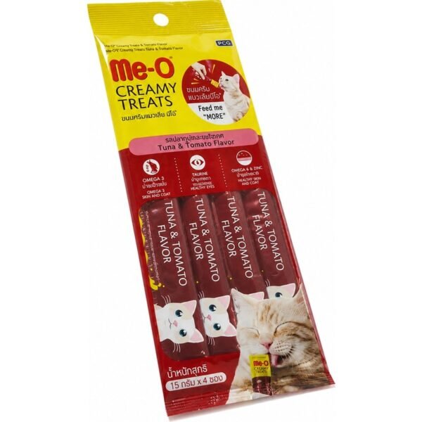 ‎Me-O Me-O Creamy Treats Ton Balığı ve Domatesli Kedi Ödül Maması 4X15 gr | 2'li ve 3'lü Avantaj Paketi