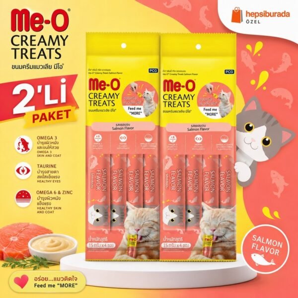 110002009572429-1.jpg Me-O Me-O Creamy Somonlu Kedi Ödül Maması 4X15 G | 2'li ve 3'lü Avantaj Paketi