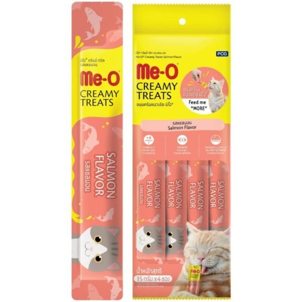 ‎Me-O Me-O Creamy Somonlu Kedi Ödül Maması 4X15 G | 2'li ve 3'lü Avantaj Paketi