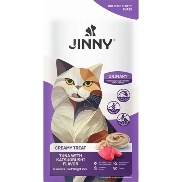 Jinny Creamy Treat Urinary Ton Balığı ve Katsuobushi Kedi Ödül Maması 5 x 15 gr x 3