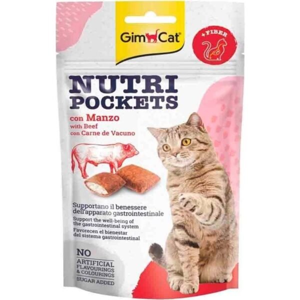 GimCat Nutri Pockets Sığır Etli ve Maltlı Çıtır Kedi Ödül Maması 60 gr x 2
