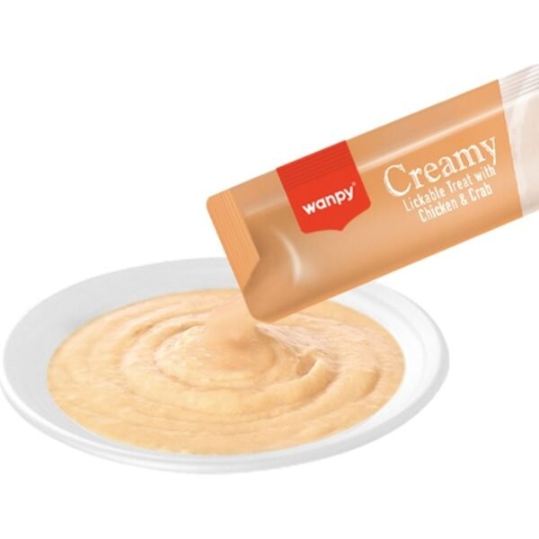 110002014281770.jpg Wanpy Creamy Treat Tavuklu ve Yengeçli Krem Kedi Ödül Maması 2'li Paket 10X14 G