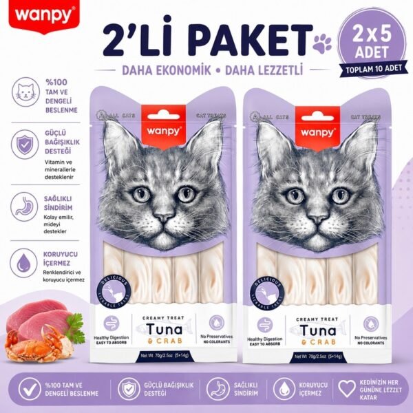 Wanpy Ton Balıklı Yengeçli Kedi Kreması Wanpy Ton Balıklı Yengeçli Kedi Kreması