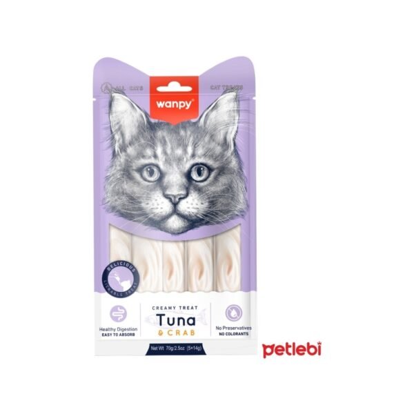 110002014404666-1.jpg Wanpy Ton Balıklı ve Yengeçli Likit Kedi Ödül Maması 2'li Paket 10X14 G