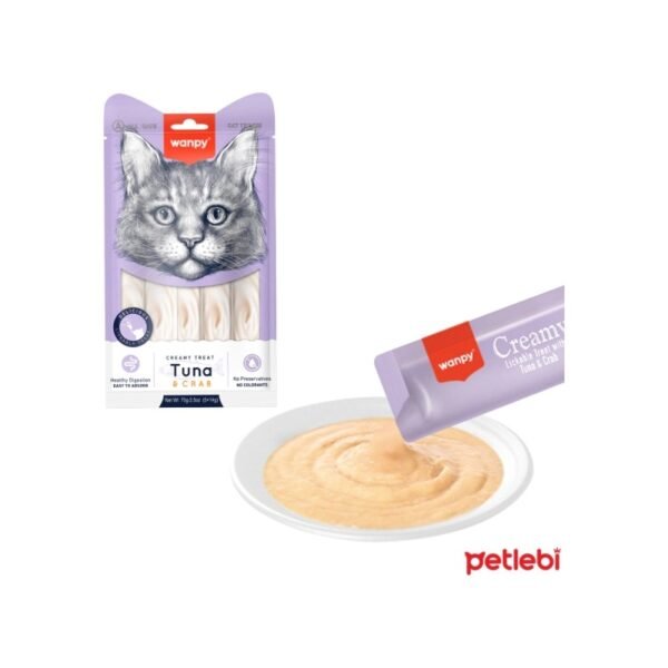 110002014404667-1.jpg Wanpy Ton Balıklı ve Yengeçli Likit Kedi Ödül Maması 2'li Paket 10X14 G