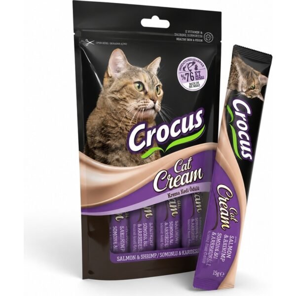 Crocus Somonlu ve Karidesli Krema Kedi Ödül Maması 2'li Paket 8 x 15 g