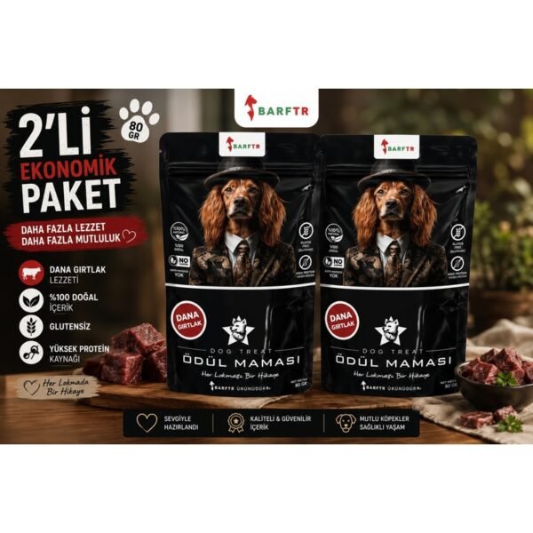 Barftr Dana Gırtlak Kurutulmuş Doğal Köpek Ödül Maması 80 gr x 2 Adet – 160 gr Ekonomik Paket
