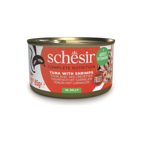 Schesir Ton Balıklı ve Karidesli Jöleli Yetişkin Kedi Maması 85 g x 3