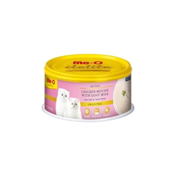 Me-O Delite Keçi Sütlü Tahılsız Yavru Kedi Konservesi 80 g x 2 Tavuklu & Ton Balıklı