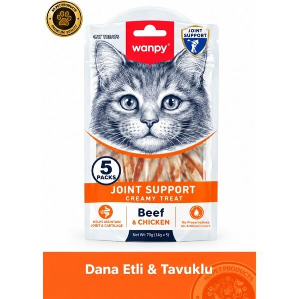 Wanpy Joint Support Dana Etli ve Tavuklu Kedi Ödül Maması 70 g x 3 Adet – 210 g Avantajlı Paket