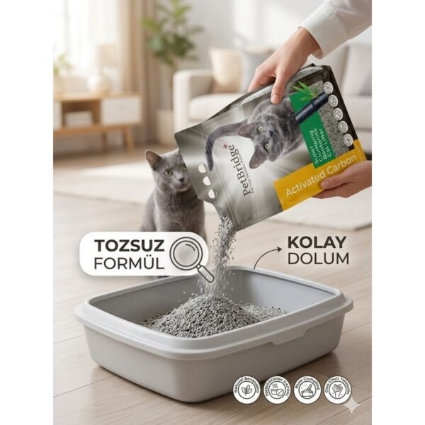 PetBridge+ Aktif Karbonlu Bentonit Kedi Kumu 10 L + 4 Çeşit Crocus Cat Cream 16x15 g Hediyeli