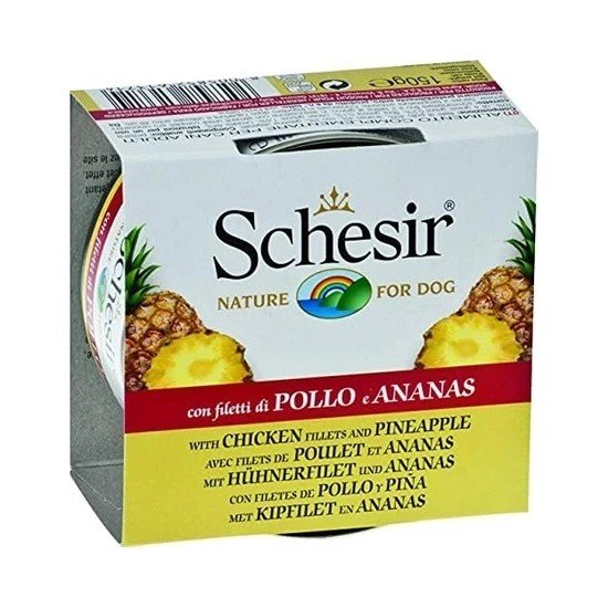 Schesir Tavuk Etli ve Ananaslı Yetişkin Köpek Konservesi 150 g – 4'lü Paket