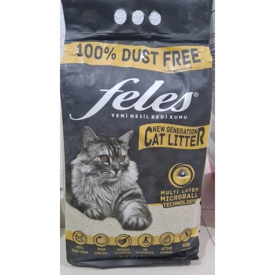 Feles %100 Tozsuz Aktif Karbonlu Kedi Kumu 10 L + 3 Adet Reflex Plus 85 G Yaş Mama Hediye