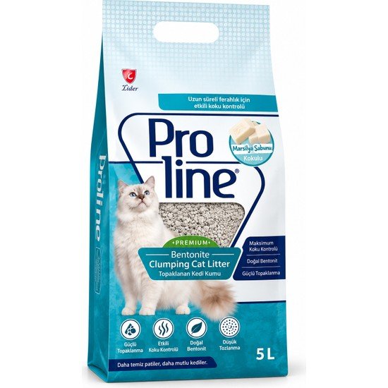 Proline Marsilya Sabunlu Bentonit Topaklanan Kedi Kumu 5 L + 2 Adet Reflex Plus 85 g Yaş Mama Hediye