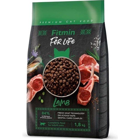 Fitmin For Life Adult Taze Kuzu Etli Yetişkin Kedi Maması 1,8 kg + 2 Adet Felix Somonlu 85 g Yaş Mama Hediye