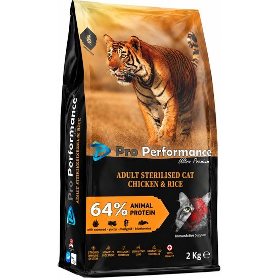 Pro Performance Adult Sterilised Tavuklu & Pirinçli Kısırlaştırılmış Kedi Maması 2 kg + Felix 4x85 g Yaş Mama Hediye