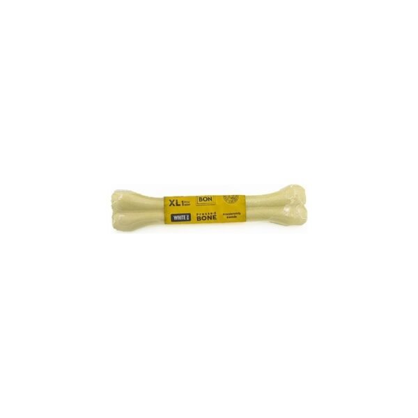 Delibon Deri Pres Kemik Köpek Ödülü 27 cm XL Boy Beyaz ve Natural 2’li Set