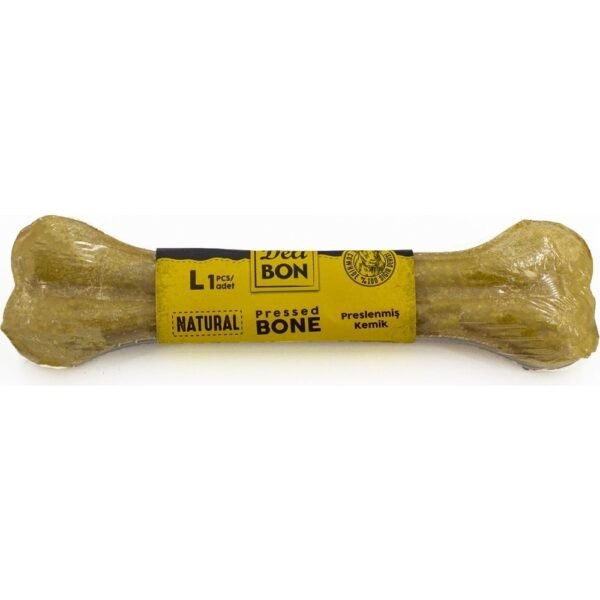 Delibon Deri Pres Kemik 22 cm L Boy Natural 2'li Köpek Ödül Seti