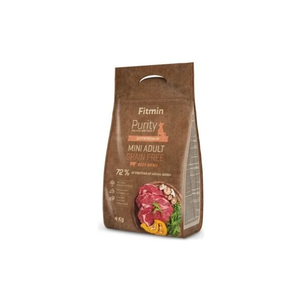 Fitmin Purity Mini Adult Tahılsız Dana Etli Küçük Irk Köpek Maması 4 kg + Delibon Xs Natural 4'lü Pres Kemik