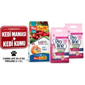 Carni Life Cranberry Somonlu Portakallı Kısır Kedi Maması 10+2 kg + Proline Baby Powder 2 x 5 L