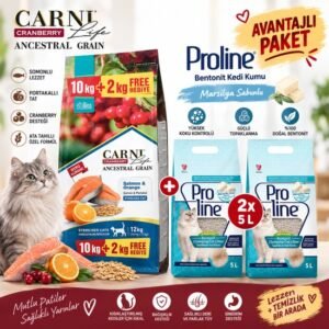 Carni Life Cranberry Somonlu Portakallı Kısır Kedi Maması 10+2 kg + Proline Marsilya 2 x 5 L