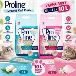 Proline Marsilya 5 L + Proline Baby Powder 5 L Karma Bentonit Kedi Kumu 10 L